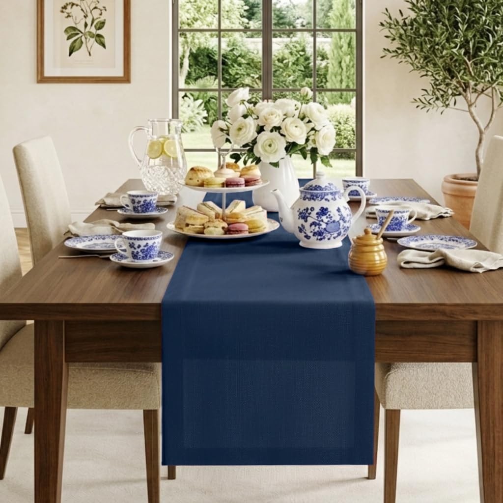 Classic Linen by D'Moksha Navy Blue Table Runner 84"