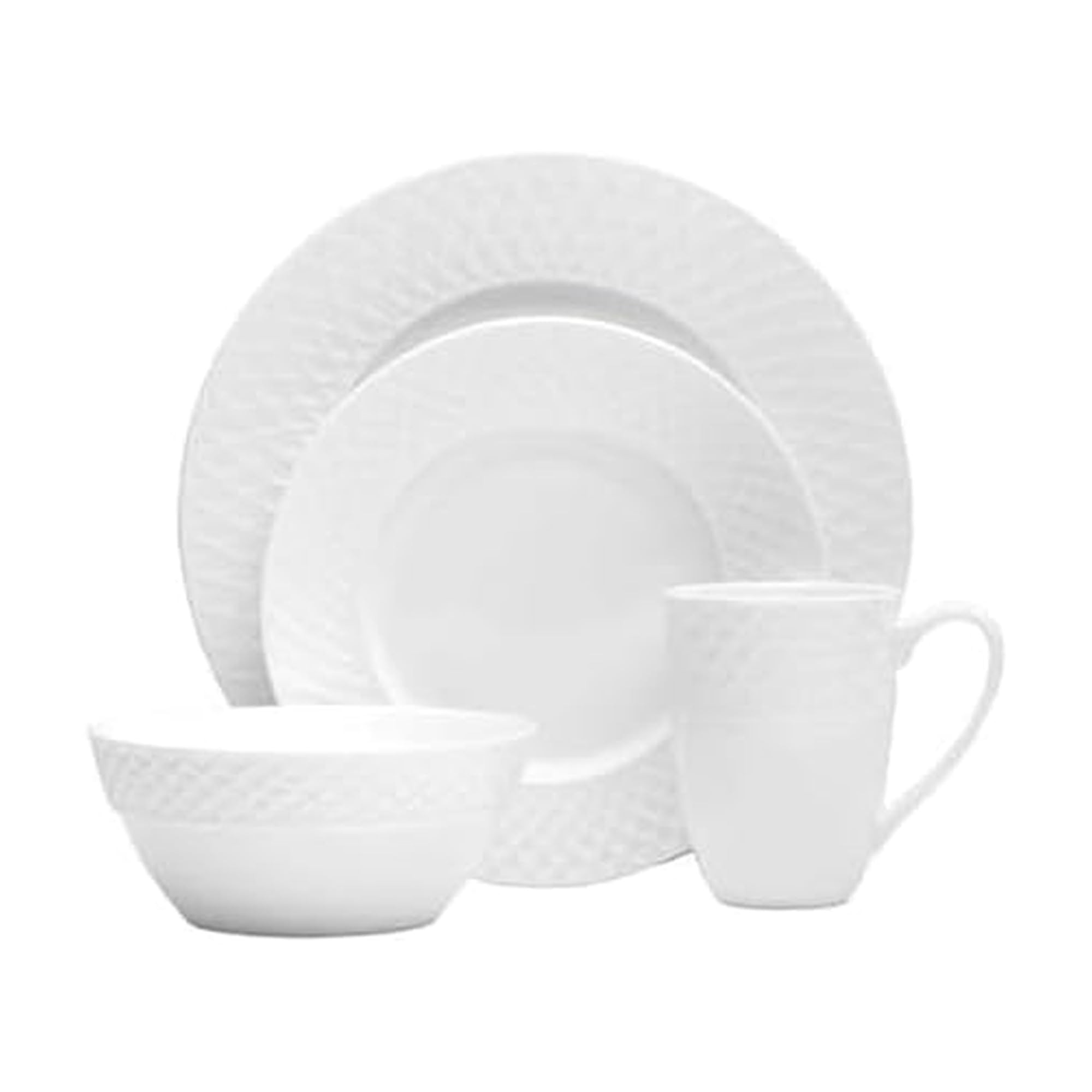 Trellis White 16-Piece Dinnerware Set
