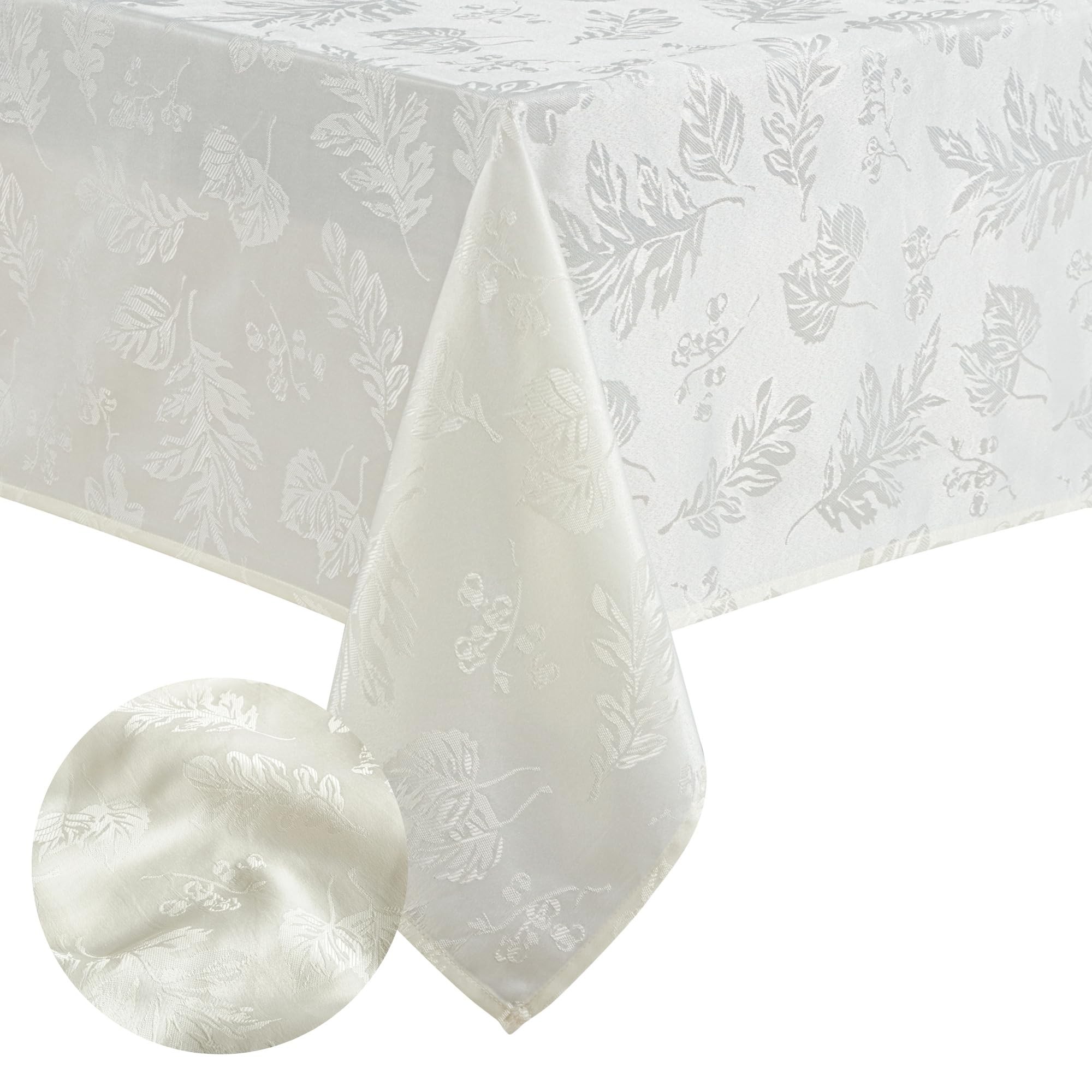 Elrene Elegant Woven Leaves Jacquard Damask Tablecloth