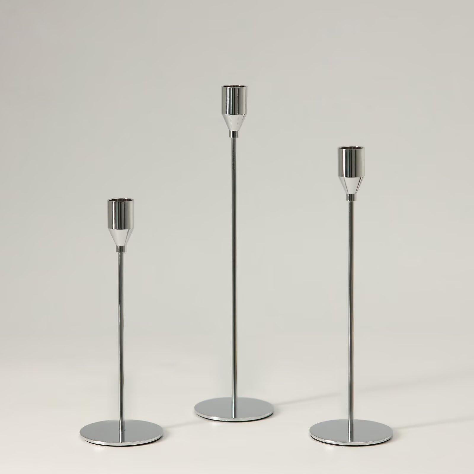 Chrome Taper Candle Holders Set of 3