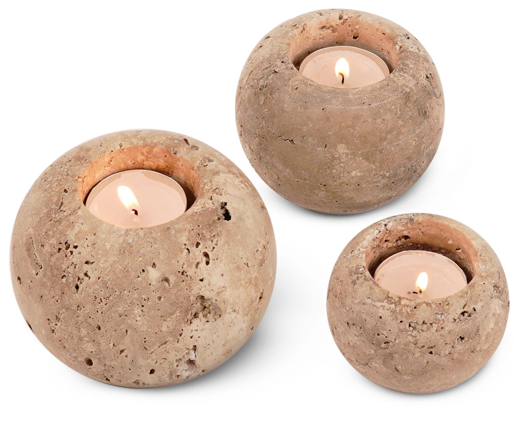 Radicaln Marble Tealight Candle Holder 4" Travertine